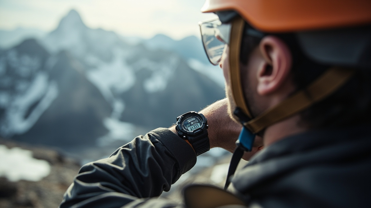 Two adventure watches side by side: Apple Watch Ultra 3 and Suunto Vertical 2 on a mountain summit