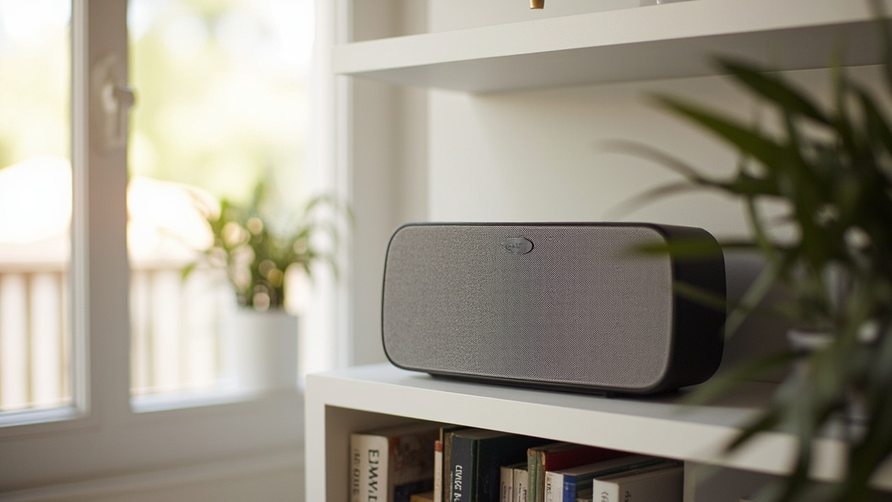 Denon Home 600 and Sonos Era 300 side by side on a shelf