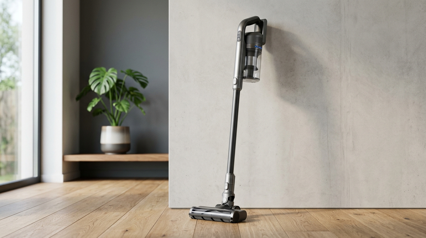 Dyson V16 Piston Animal Complete and Miele Triflex HX2 Pro standing side by side on a hardwood floor with their wall docks behind them