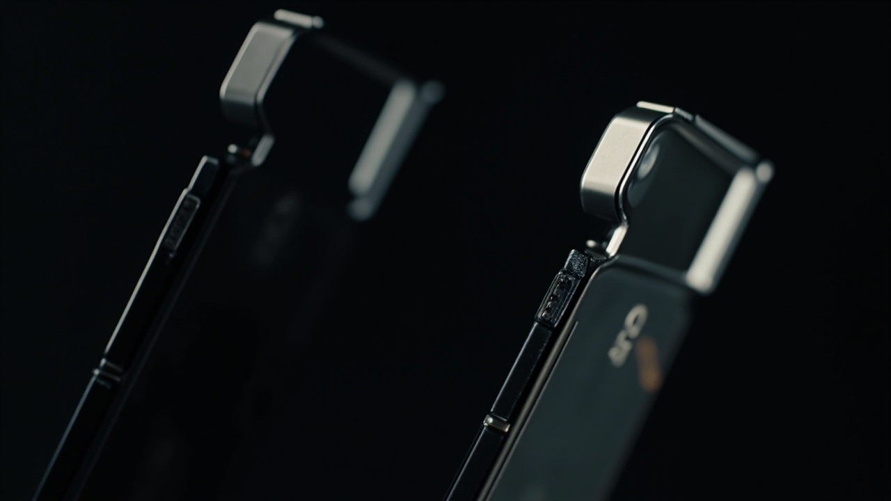 Side-by-side close-up of hinges and inner displays