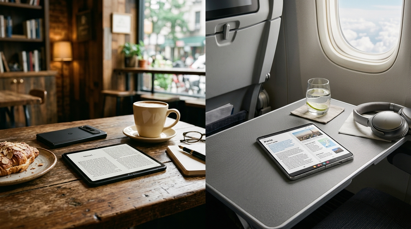 Foldables in lifestyle scenarios — travel, work, reading