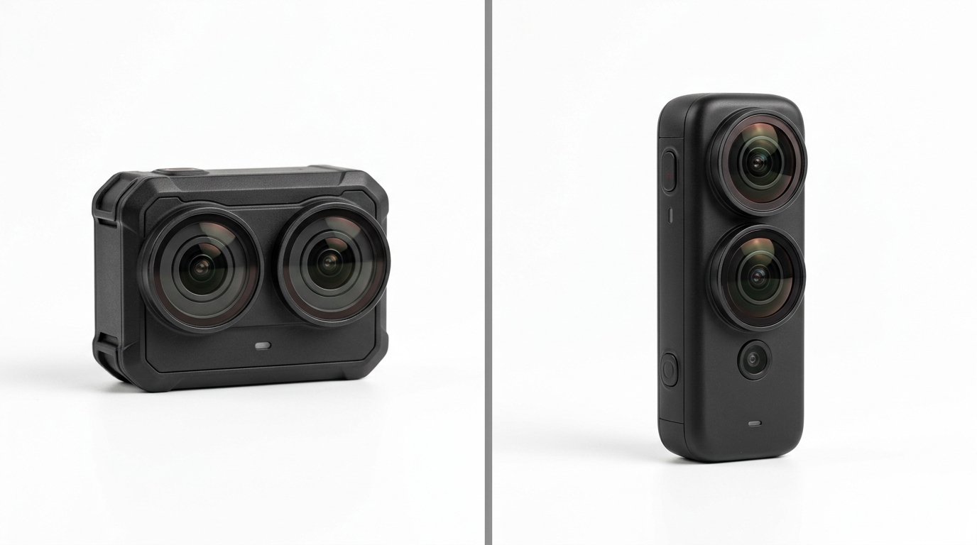 Verdict infographic: split-screen of GoPro Max 2 and Insta360 X5 with cost-per-use callouts