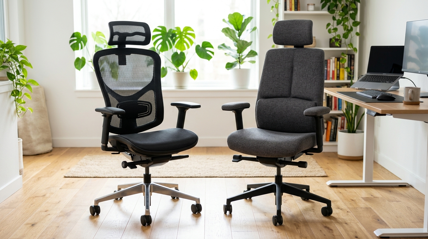 Aeron vs Leap V2 side by side in a home office