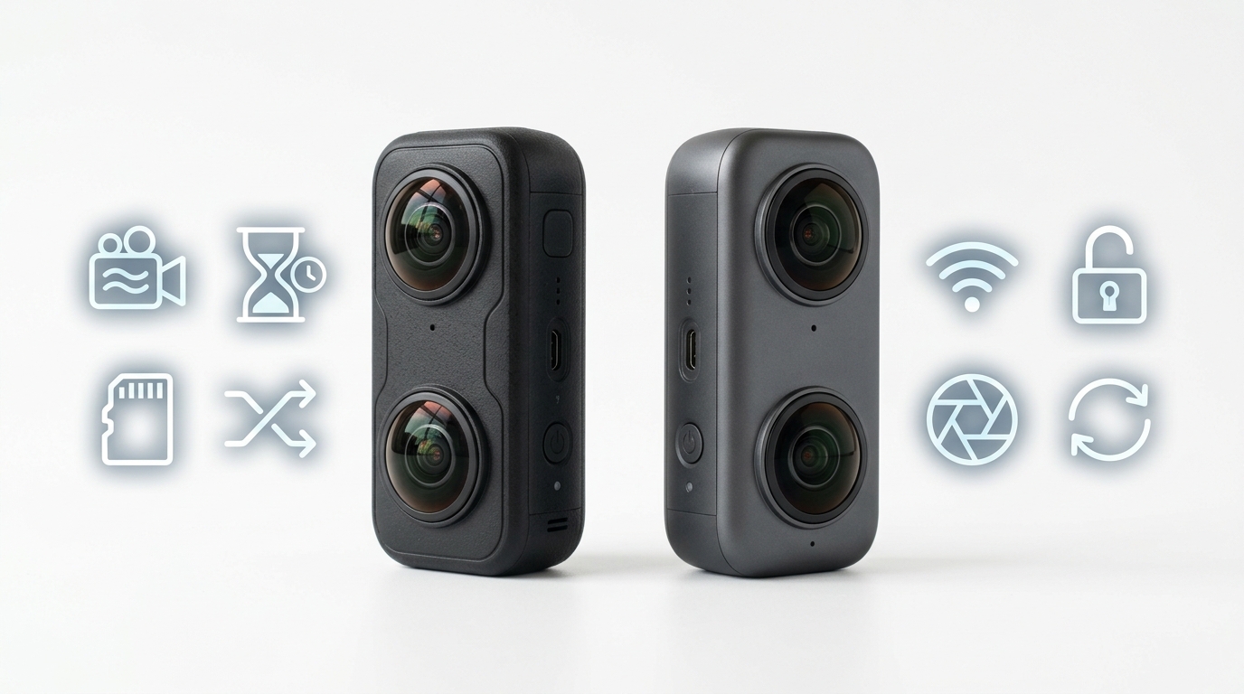 Side-by-side product shot of the two cameras with key specs in a comparison layout