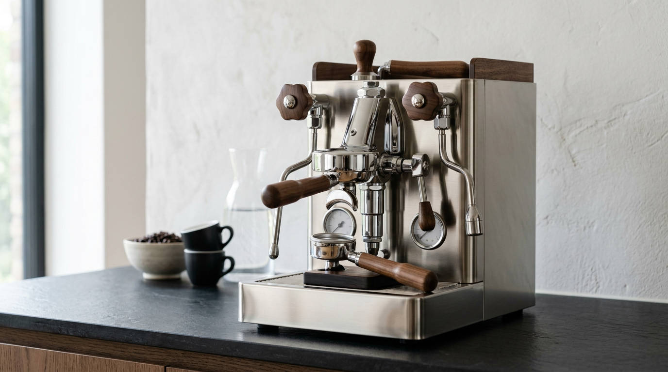 Steam wand pouring milk into a stainless jug, side-by-side comparison of steam pressure, no text, no logos