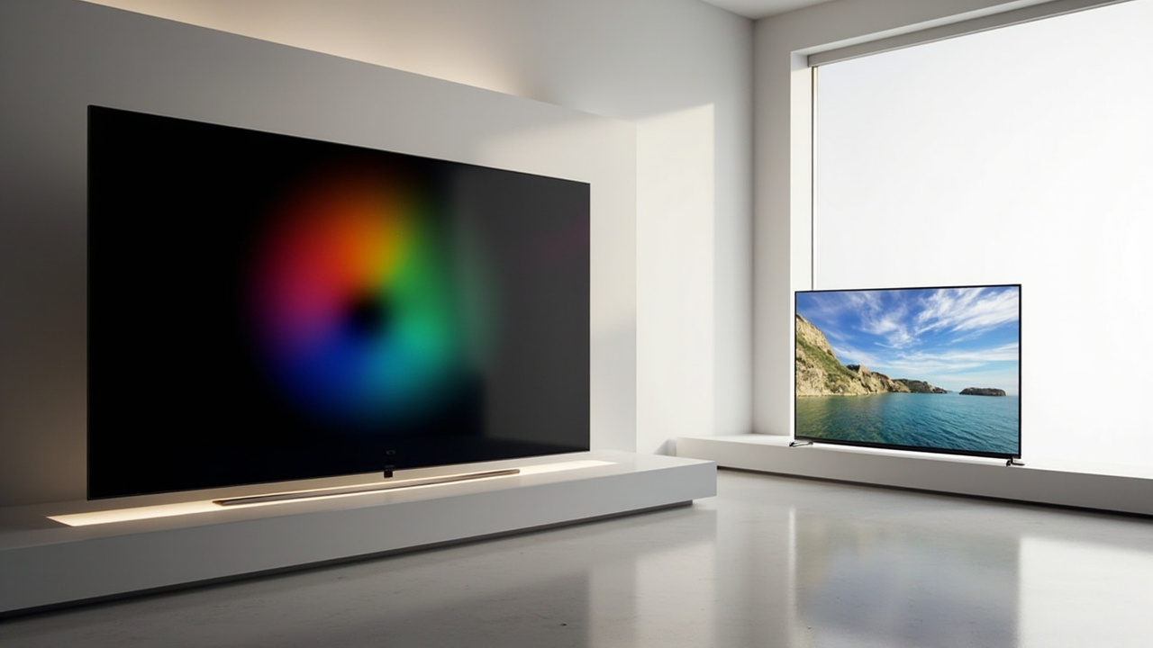 LG G5 OLED and Sony Bravia 9 side by side on a media console