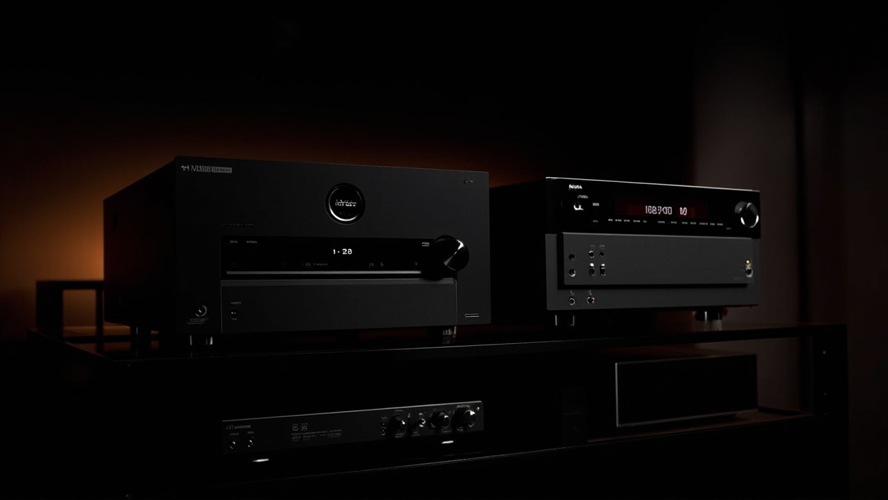 Marantz Cinema50 vs Denon AVR-X3800H placed side by side on an AV rack