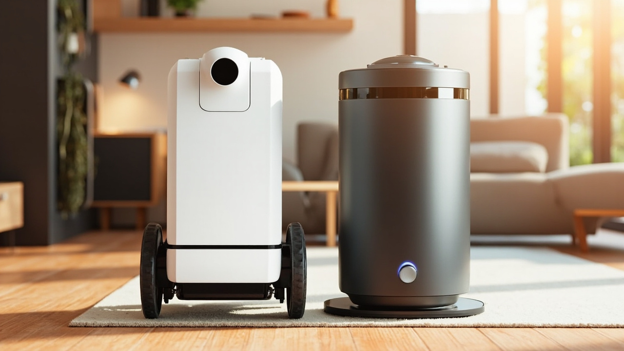 Matic and Roborock Saros 10 side by side in a modern living room setting
