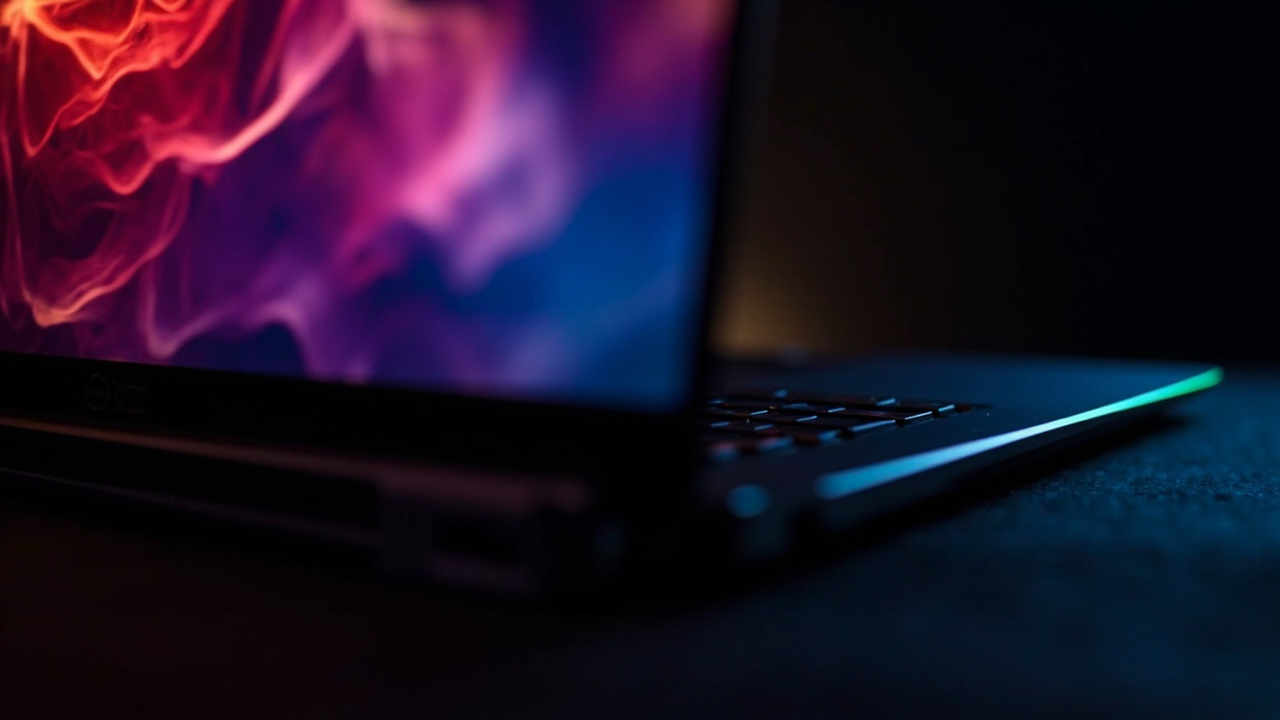 Razer Blade 16 (left) and ASUS ROG Zephyrus G16 (right) sitting closed on a dark wood desk, three-quarter view showing the slim 16-inch chassis difference and the matte black vs platinum colorways