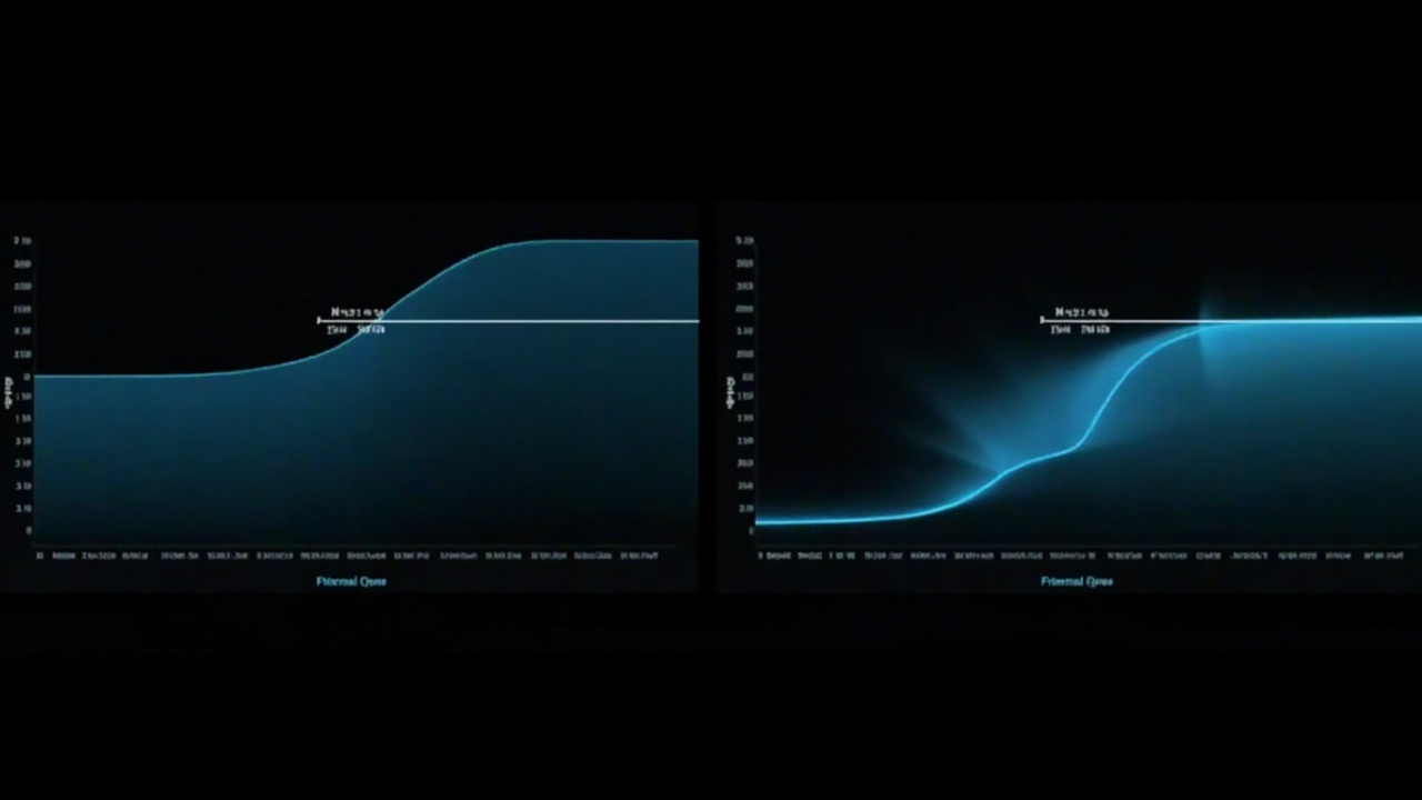 Two thermal comparison images: a fan curve graph on one side and a frame-rate-per-watt graph on the other, both with clean modern styling