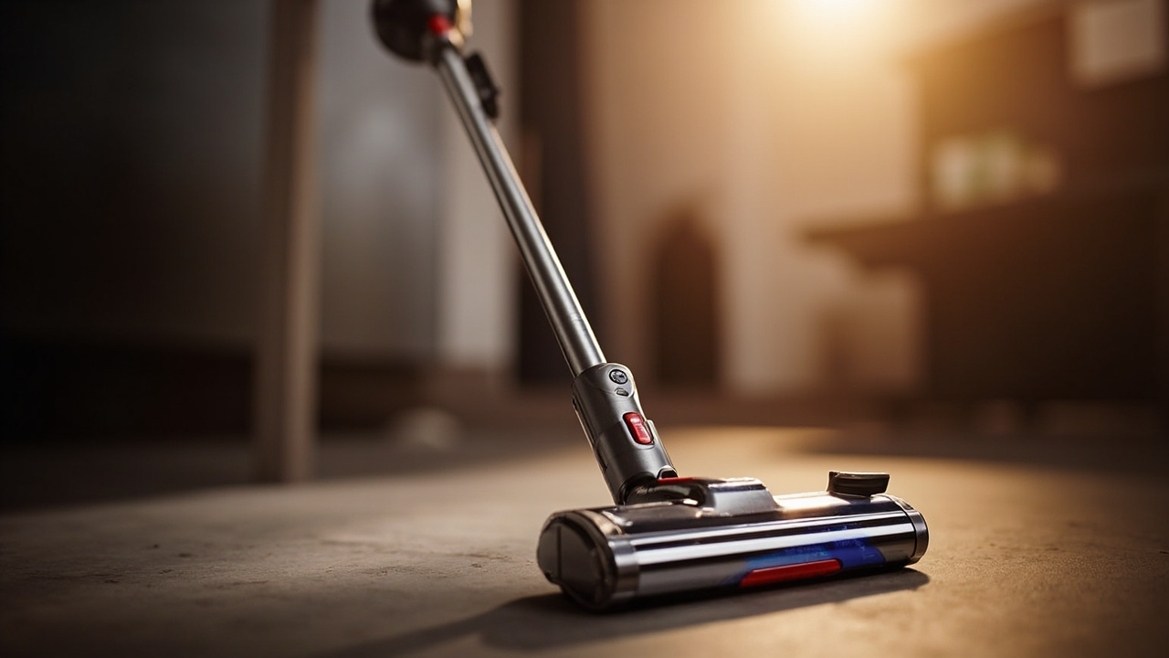 Roborock F25 Ultra and Dyson V16 Piston Animal side by side on a modern living room floor, mid-clean on hardwood and carpet respectively