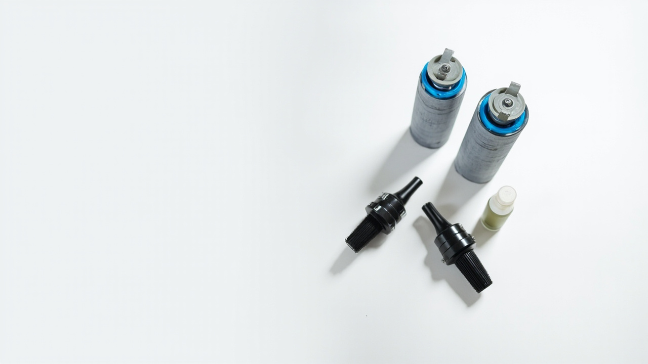 Close-up of replacement brush rolls and detergent cartridges for both robots on a clean surface