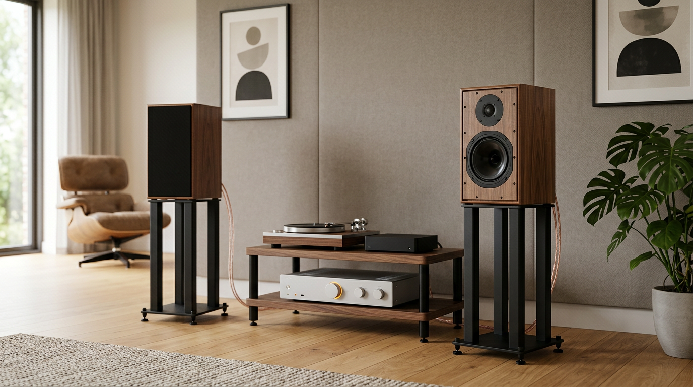 Verdict infographic: Sonos Five stereo pair ($1,198) on the left as the ecosystem/longevity pick, KEF LSX II LT pair ($1,299) on the right as the audiophile/streaming-flexibility pick, with a $101 price callout in the middle, clean minimalist layout, no text, no logos, no brand names visible