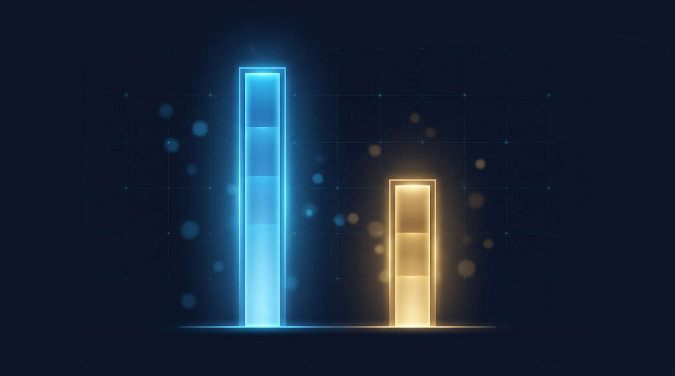 Price-per-megapixel bar comparison showing A7R VI at roughly $67 per MP and A1 II at roughly $130 per MP, clean infographic style with a blue gradient and minimal labels, no text or numbers